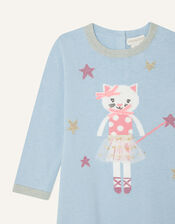 Baby Ballerina Cat Knit Dress, Blue (AQUA), large