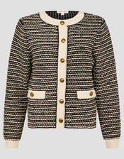 Ness Woven Knit Cardigan, Black (BLACK), large