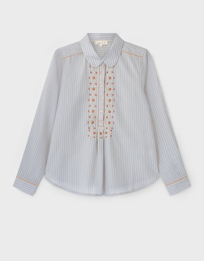 East Piper Striped Cotton Shirt, Blue (BLUE), large