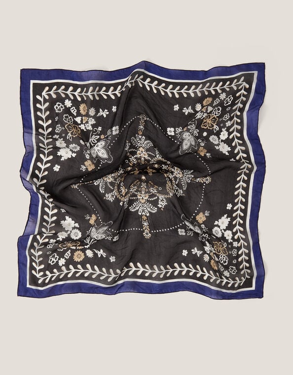 Sammi Square Medallion Silk Scarf, , large
