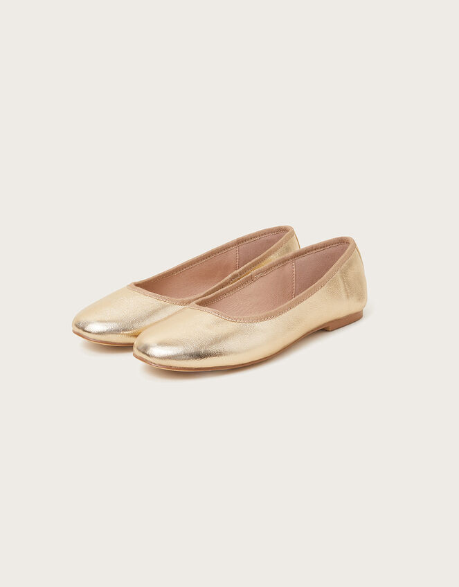 Metallic Ballet Flats Gold | Women's Shoes | Monsoon UK.