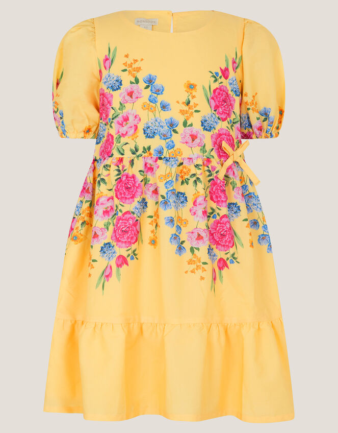 Floral Puff Sleeve Dress, Yellow (YELLOW), large