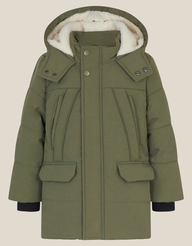 Water-Resistant Padded Coat, Green (KHAKI), large