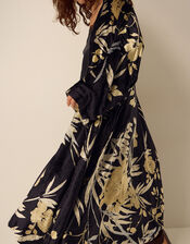 Clemence Paloma Long Floral Print Velvet Kimono, , large