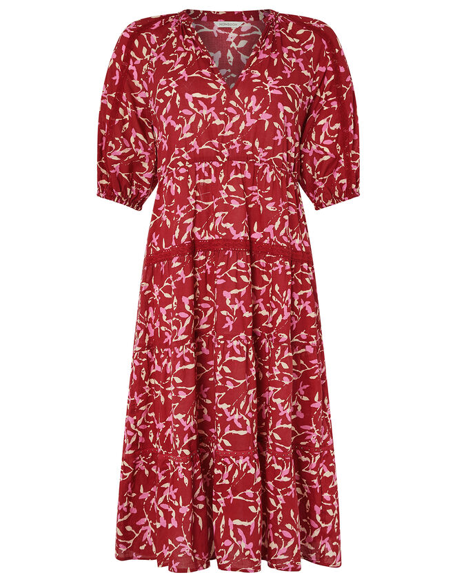 Blake Woodblock Midi Dress Red | Day Dresses | Monsoon UK.