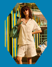 Petite Mendigote Paul Embroidered Shorts, Natural (ECRU), large