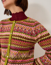 Fiona Fair Isle Cardigan, Pink (PINK), large