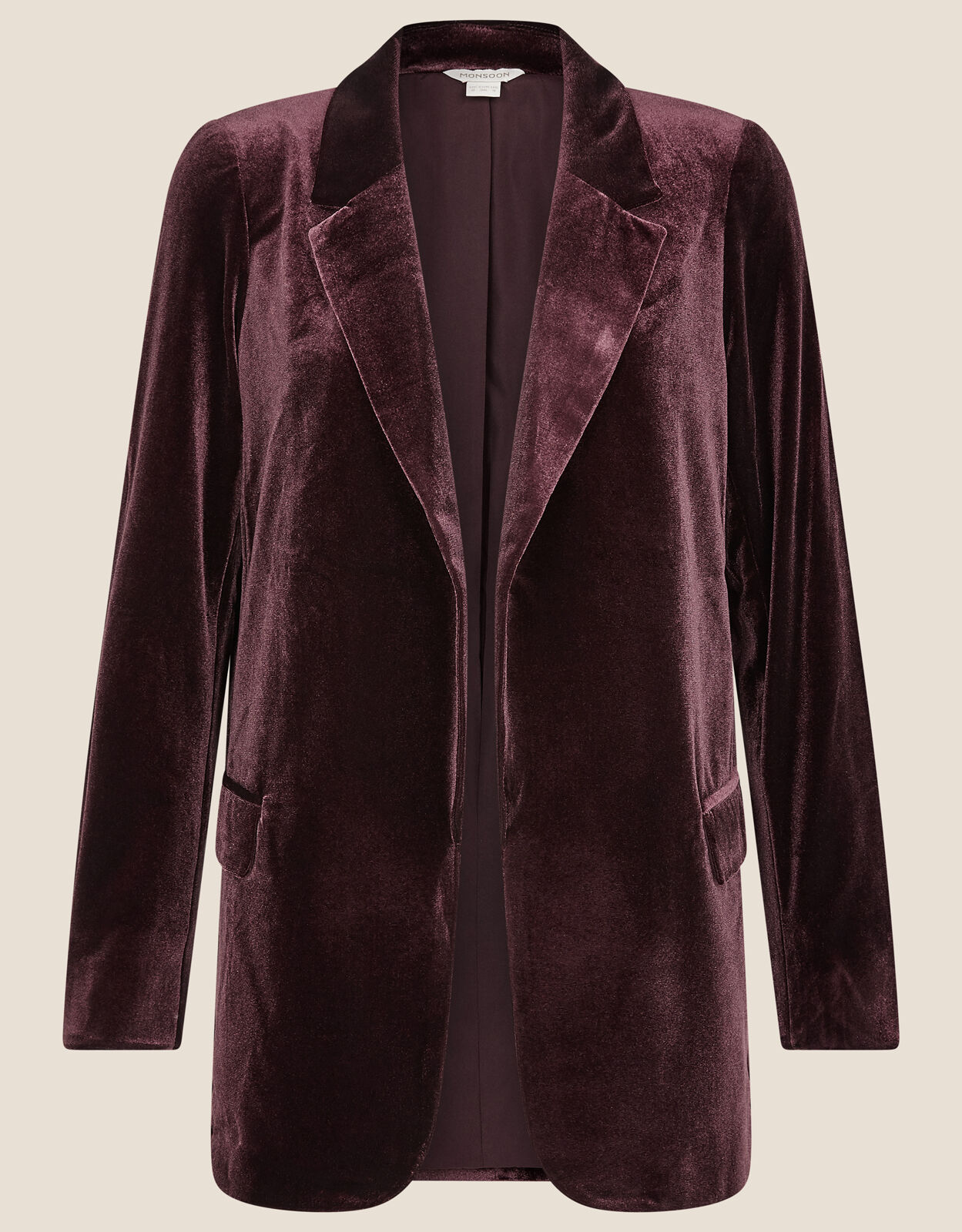 Plain Velvet Blazer Brown | Women's 