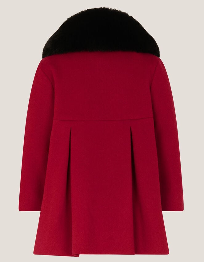 Baby Fluffy Collar Bow Coat, Red (RED), large