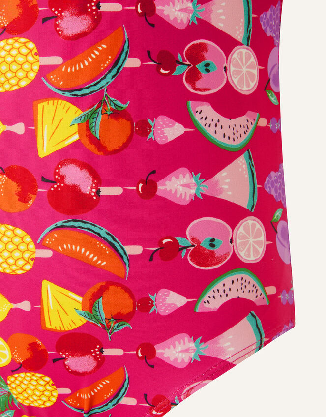 Fruit Print Frill Swimsuit, Pink (BRIGHT PINK), large