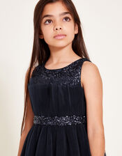 Abbey Sequin Pleated Tulle Dress, Blue (NAVY), large