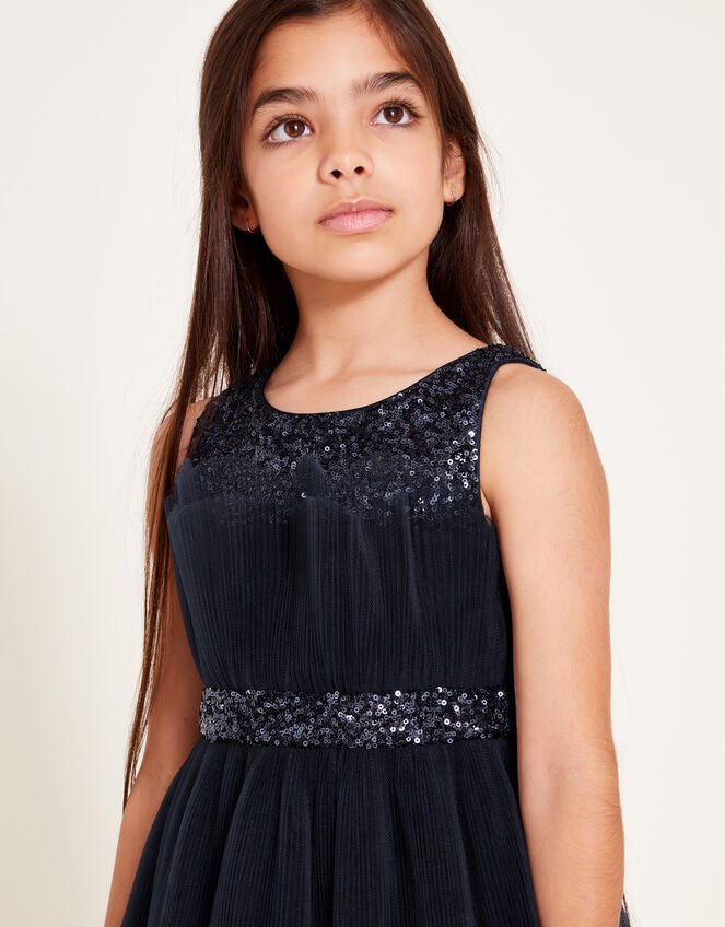 Abbey Sequin Pleated Tulle Dress, Blue (NAVY), large