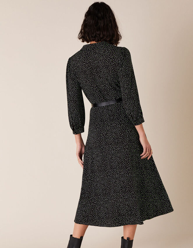 Ditsy Print Shirt Dress with LENZING™ ECOVERO™, Black (BLACK), large