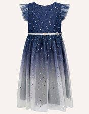 Star Print Ombre Dress, Blue (NAVY), large