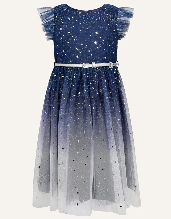 Star Print Ombre Dress, Blue (NAVY), large