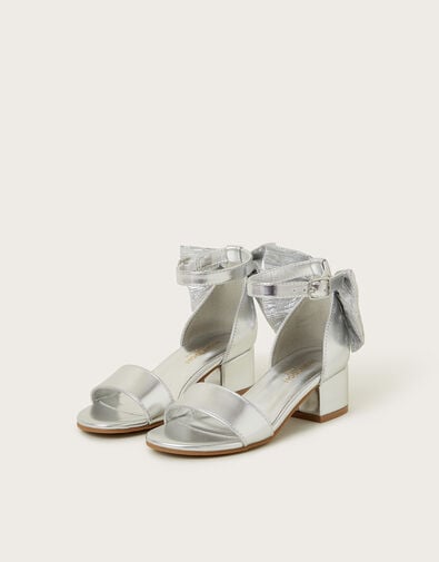 Open-Toe Bow Heels, Silver (SILVER), large