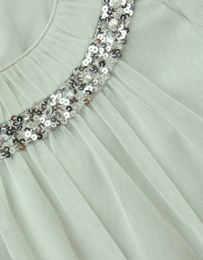 Nessa Sparkle Collar Waterfall Dress, Green (SAGE), large