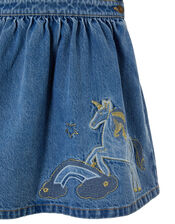 Unicorn Denim Pinny Dress, Blue (BLUE), large