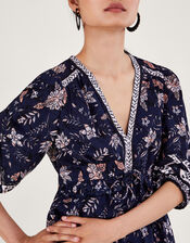 Floral Knee Dress, Blue (NAVY), large