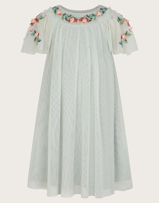 Evi Embellished Tulle Swing Dress, Green (GREEN), large