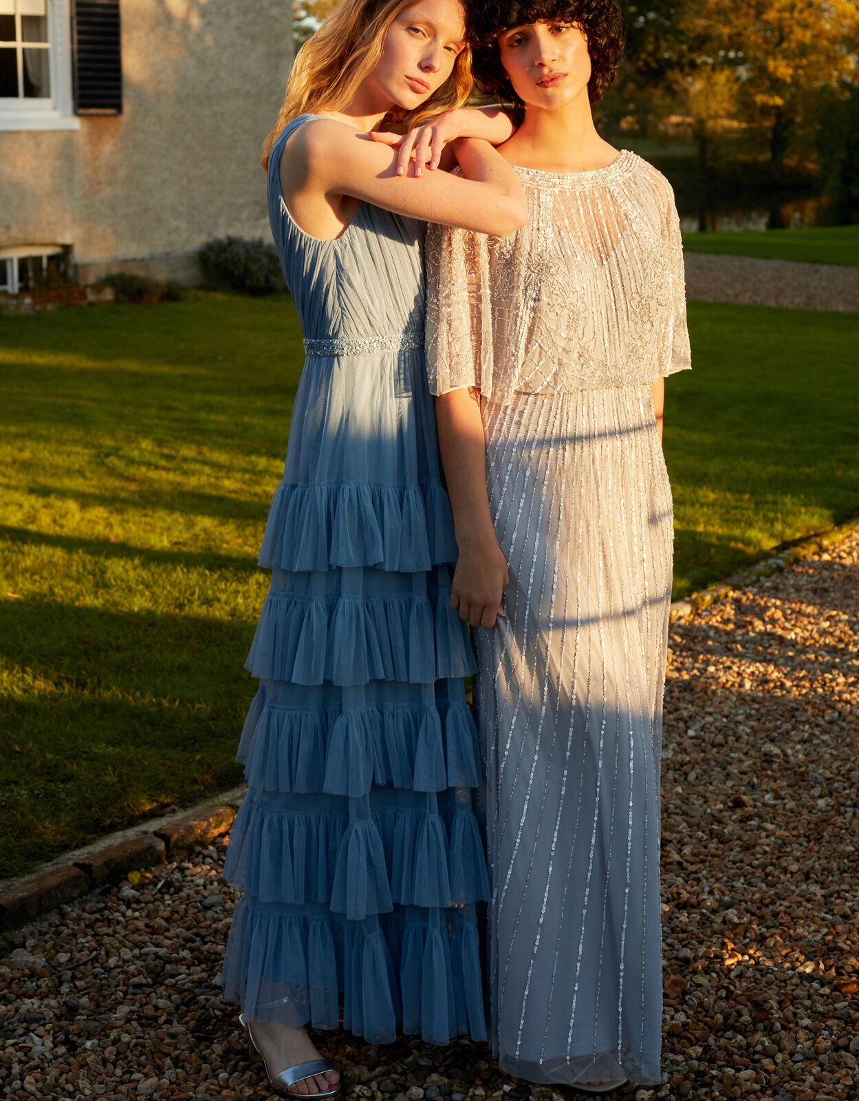 Blue tiered maxi dress online