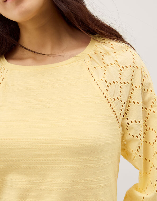 Fifi Broderie Sleeve Top Yellow