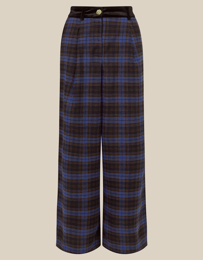 Jules Check Wide Leg Trousers, Blue (COBALT), large