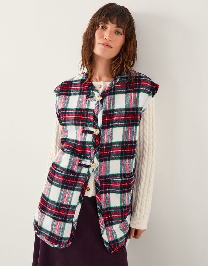 Monsoon x Sarah Corbett-Winder Tartan Gilet, Red (RED), large