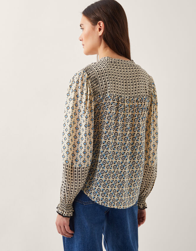 Jemmie Geometric Print Blouse, Ivory (IVORY), large