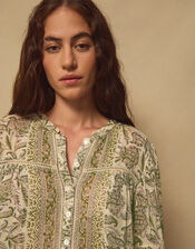 East Odette Hand-Woodblock Print Blouse, Multi (MULTI), large