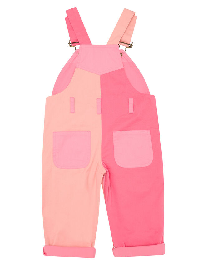 Dotty Dungarees Colour Block Dungarees, Pink (PINK), large