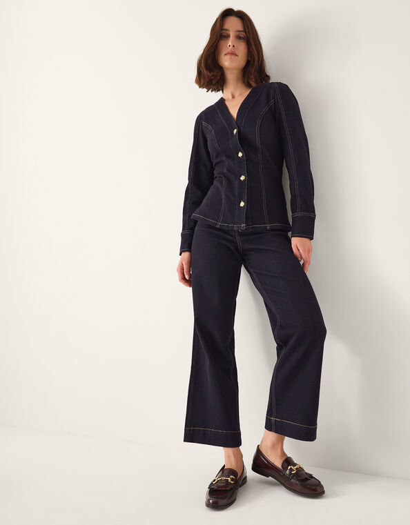 Teri Tailored Denim Shirt , Blue (INDIGO), large