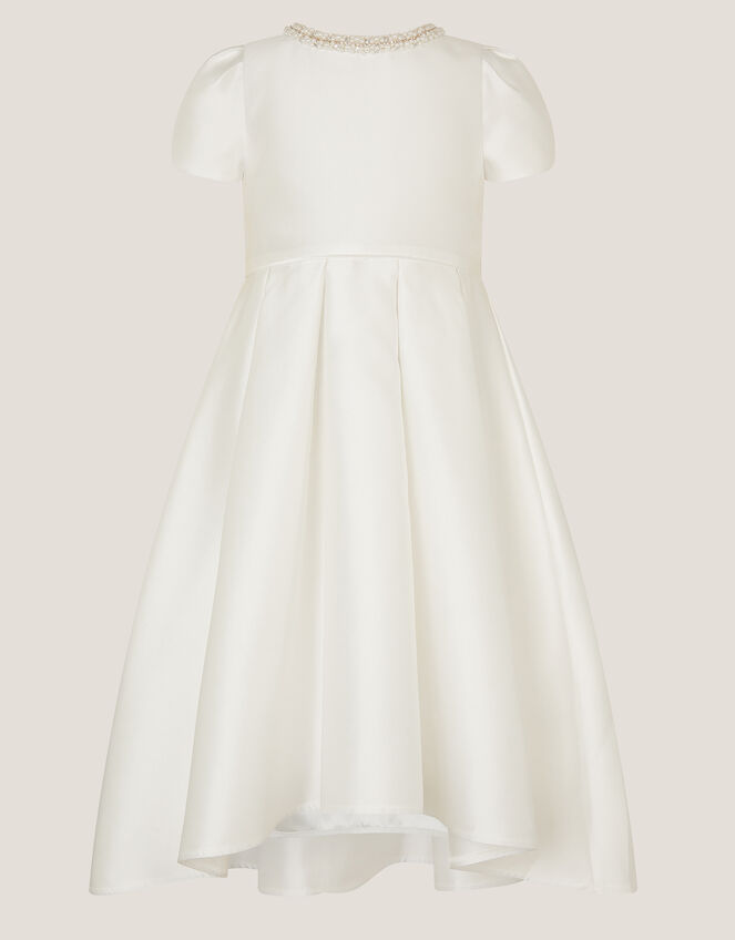 Isabella Short Sleeve Pearl-Embellished Dress, Ivory (IVORY), large