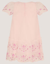 Baby Heart Embroidered Mesh Party Dress, Pink (PINK), large