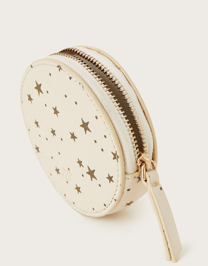 Foil Star Leather Round Purse, , large