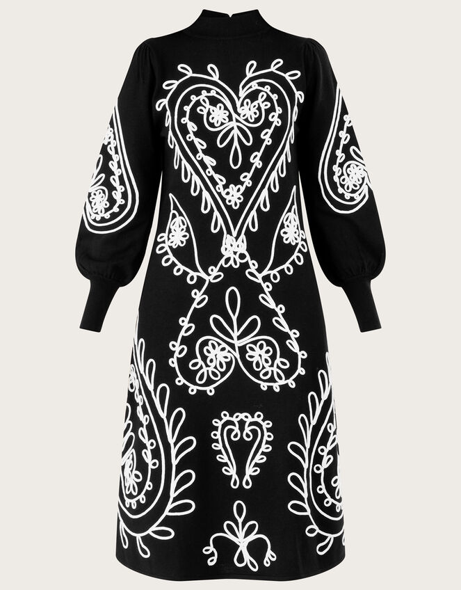 Heart Cornelli Embroidery Knit Dress Black Day Dresses Monsoon UK.