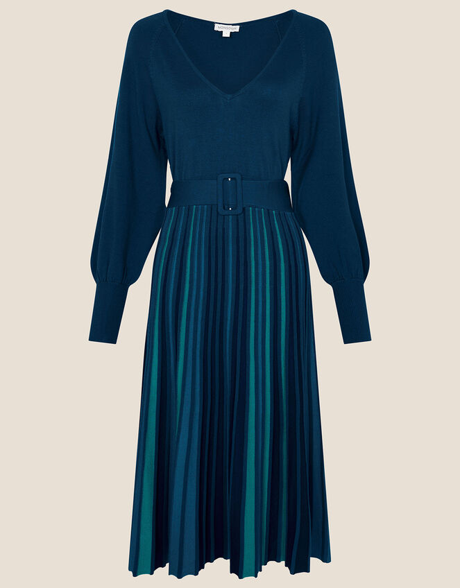 Colour Block Pleated Skirt Dress, Teal (TEAL), large