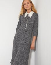 Arielle Floral Print Jersey Midi Dress, Black (BLACK), large