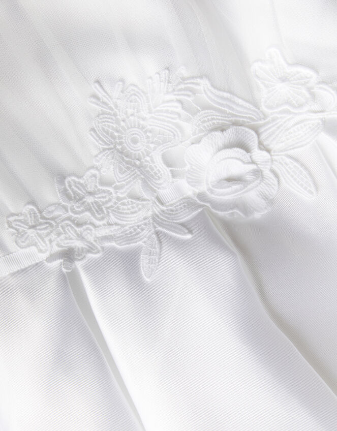 Chiffon Sleeve Floral Communion Dress, White (WHITE), large