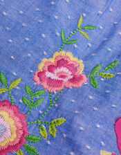 Baby Fairy Embroidered Frill-Sleeve Dress, Blue (BLUE), large