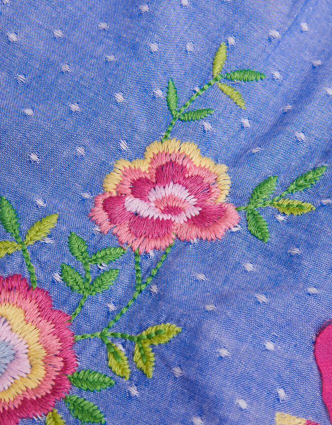 Baby Fairy Embroidered Frill-Sleeve Dress, Blue (BLUE), large