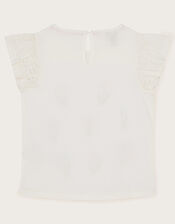 3D Flower Broderie Top, Ivory (IVORY), large