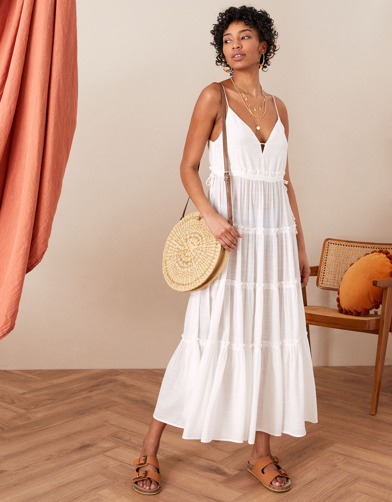 White cami maxi hotsell dress