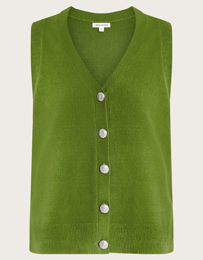 Bri Knit Sweater Vest, Green (GREEN), large