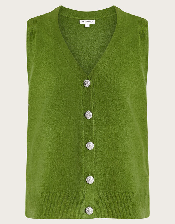 Bri Knit Sweater Vest, Green (GREEN), large