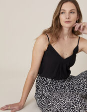 Pleated Trim Cami with Sustainable Viscose, Black (BLACK), large