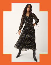 La Galeria Elefante Cowgirl Shimmer Midi Dress, Black (BLACK GOLD), large