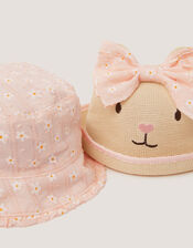 2-Pack Baby Embroidered Bunny Hats, Multi (MULTI), large
