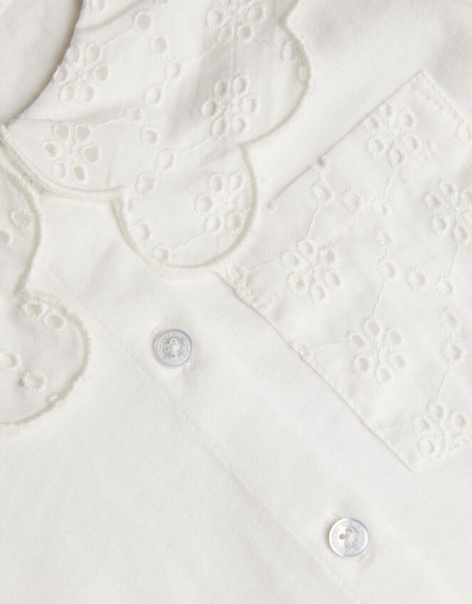 Jersey Broderie Blouse, White (WHITE), large