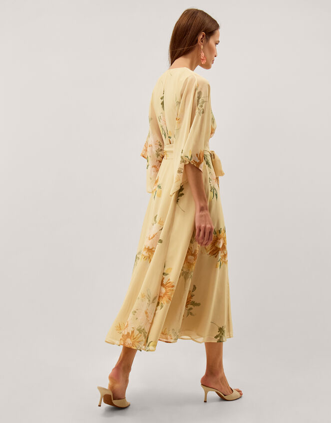 Sukhi Sunflower Midi Wrap Dress, Yellow (YELLOW), large